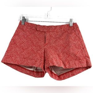 Banana Republic Tailored Coral White Geometric Women's Flat Front Shorts Size 0